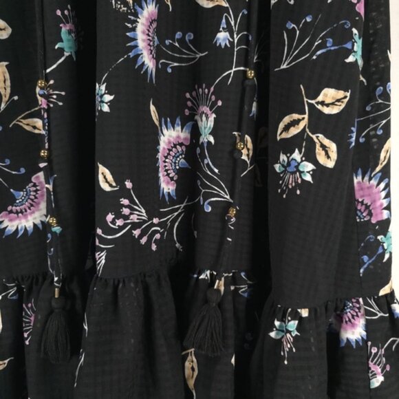 NWT‎ REBECCA MINKOFF Trixie Midi Dress Black Multi Floral U21657A03 SMALL - Picture 10 of 14